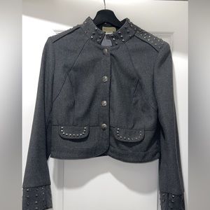 Cropped gray coat with studs